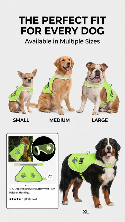 Beckon hi-vis reflective dog vest in fluorescent green with reflective banding